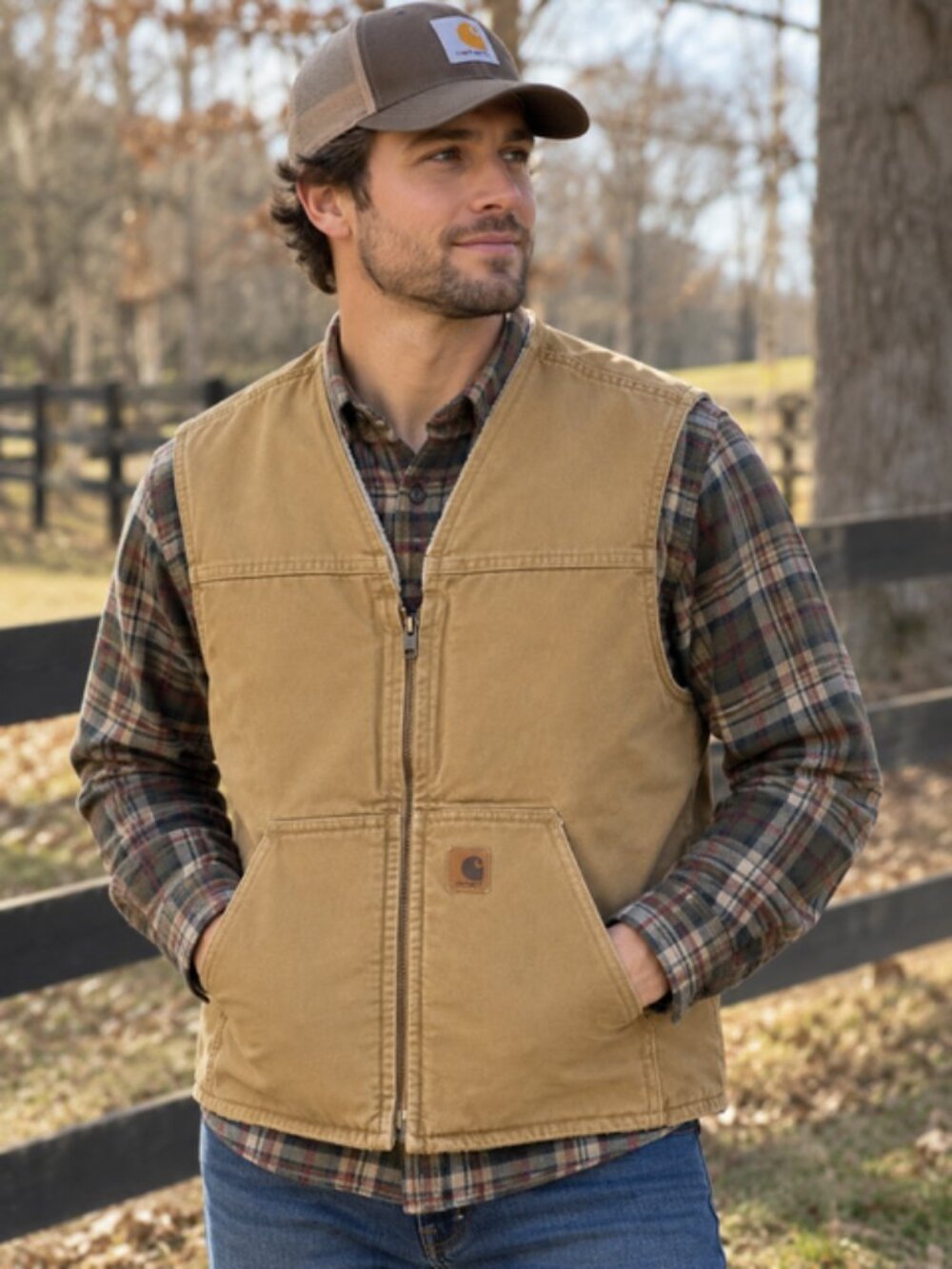 Vintage 2008 Carhartt V26 Sherpa Lined Duck Vest L Distressed Workwear